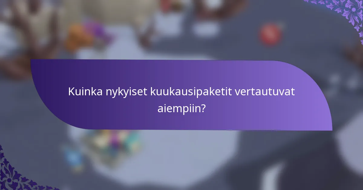 Kuinka nykyiset kuukausipaketit vertautuvat aiempiin?